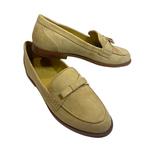 J. Crew Factory Sueded Bow Loafers Tan Women's 9.5 - Picture 1 of 9